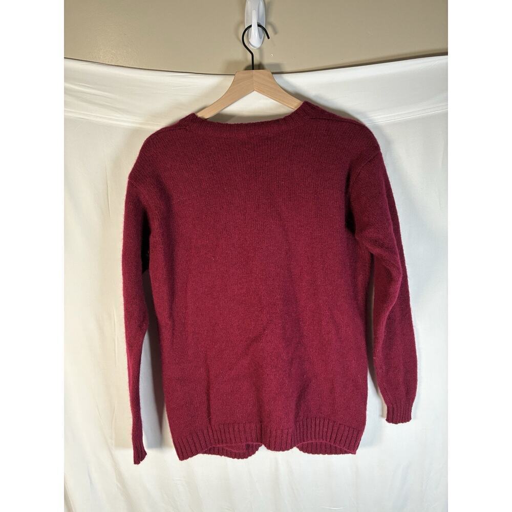 Vintage Brooks Brothers 100% Wool Burgundy Cardigan Sweater Women M 70s Classic - Picture 2 of 7